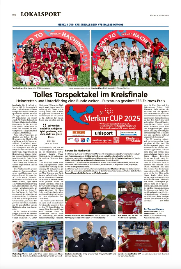 FC Unterföhring Zeitungsausschnitt Merkur Cup 2025